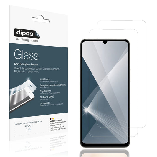 Klare Displayschutzfolie von dipos passend für iQOO Z11i, 9H kratzfest und blasenfrei montiert