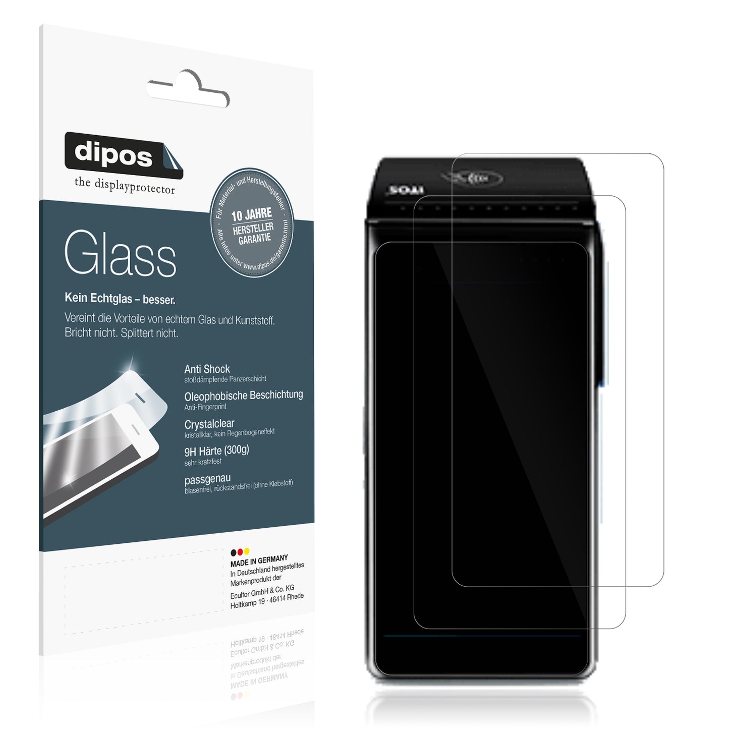 Klare Displayschutzfolie von dipos passend für Itos CM5, 9H kratzfest und blasenfrei montiert