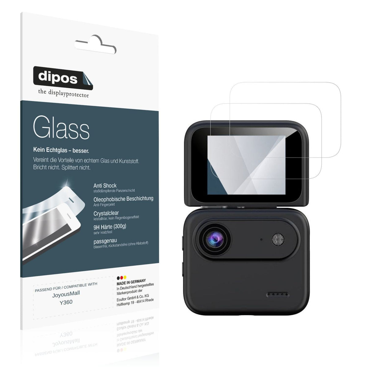 Klare Displayschutzfolie von dipos passend für JoyousMall Y360, 9H kratzfest und blasenfrei montiert