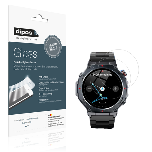 Klare Displayschutzfolie von dipos passend für Jugeman V20, 9H kratzfest und blasenfrei montiert