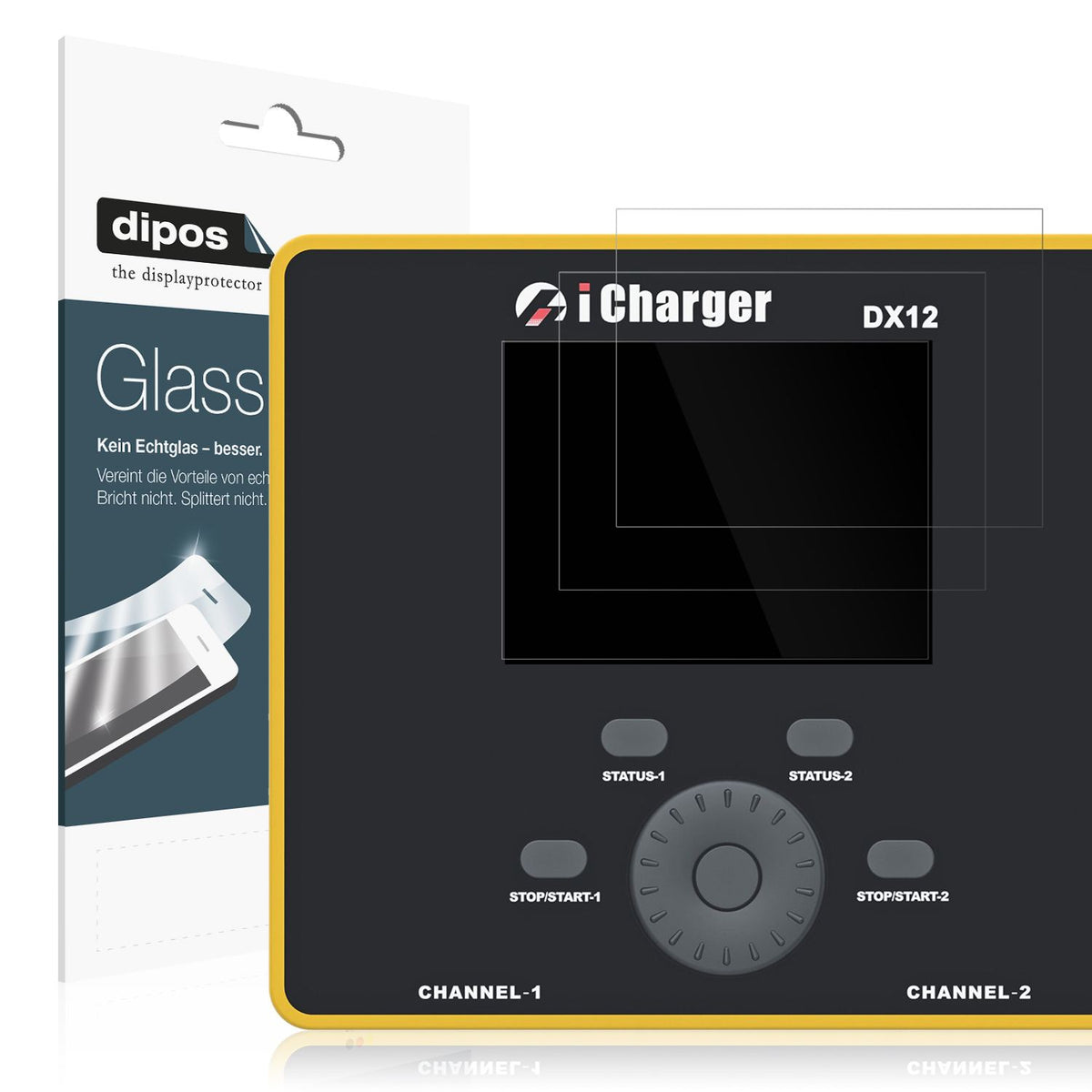 Klare Displayschutzfolie von dipos passend für Junsi iCharger DX12, 9H kratzfest und blasenfrei montiert