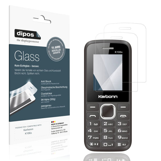 Klare Displayschutzfolie von dipos passend für Karbonn K106s, 9H kratzfest und blasenfrei montiert