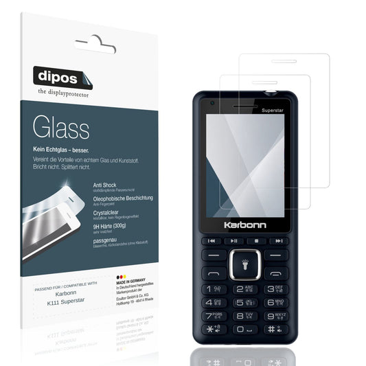 Klare Displayschutzfolie von dipos passend für Karbonn K111 Superstar, 9H kratzfest und blasenfrei montiert