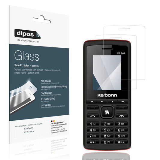Klare Displayschutzfolie von dipos passend für Karbonn K17 Rock, 9H kratzfest und blasenfrei montiert