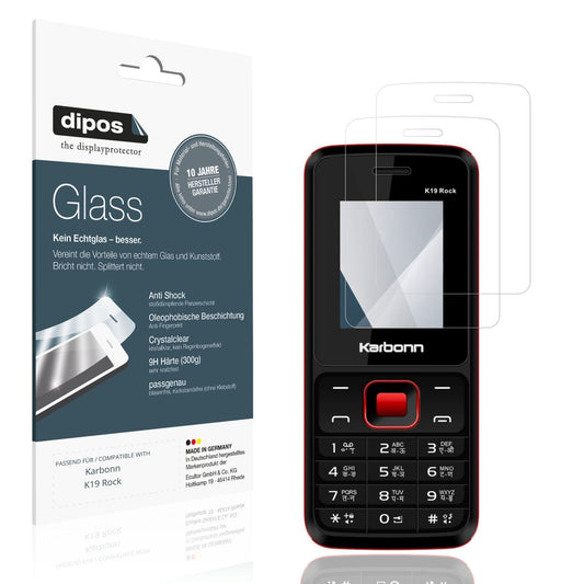 Klare Displayschutzfolie von dipos passend für Karbonn K19 Rock, 9H kratzfest und blasenfrei montiert