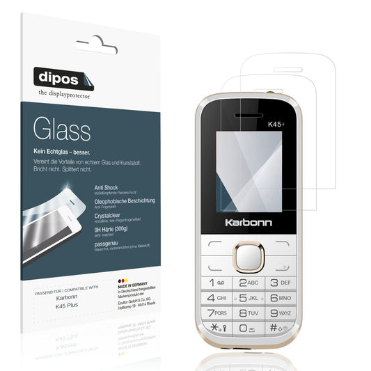 Klare Displayschutzfolie von dipos passend für Karbonn K45 Plus, 9H kratzfest und blasenfrei montiert