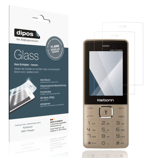 Klare Displayschutzfolie von dipos passend für Karbonn K451 Power, 9H kratzfest und blasenfrei montiert