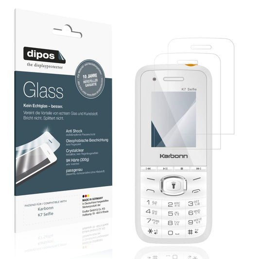 Klare Displayschutzfolie von dipos passend für Karbonn K7 Selfie, 9H kratzfest und blasenfrei montiert