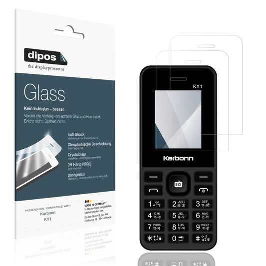 Klare Displayschutzfolie von dipos passend für Karbonn KX1, 9H kratzfest und blasenfrei montiert
