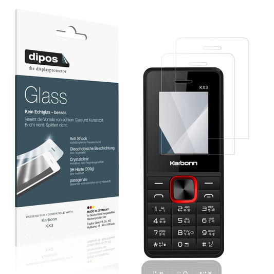 Klare Displayschutzfolie von dipos passend für Karbonn KX3, 9H kratzfest und blasenfrei montiert