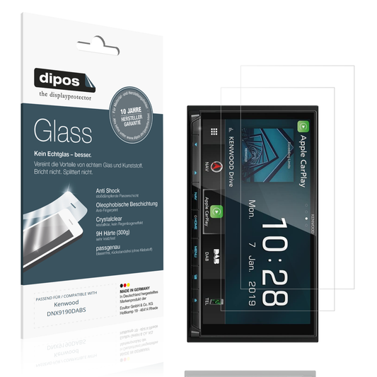 Klare Displayschutzfolie von dipos passend für Kenwood DNX9190DABS, 9H kratzfest und blasenfrei montiert