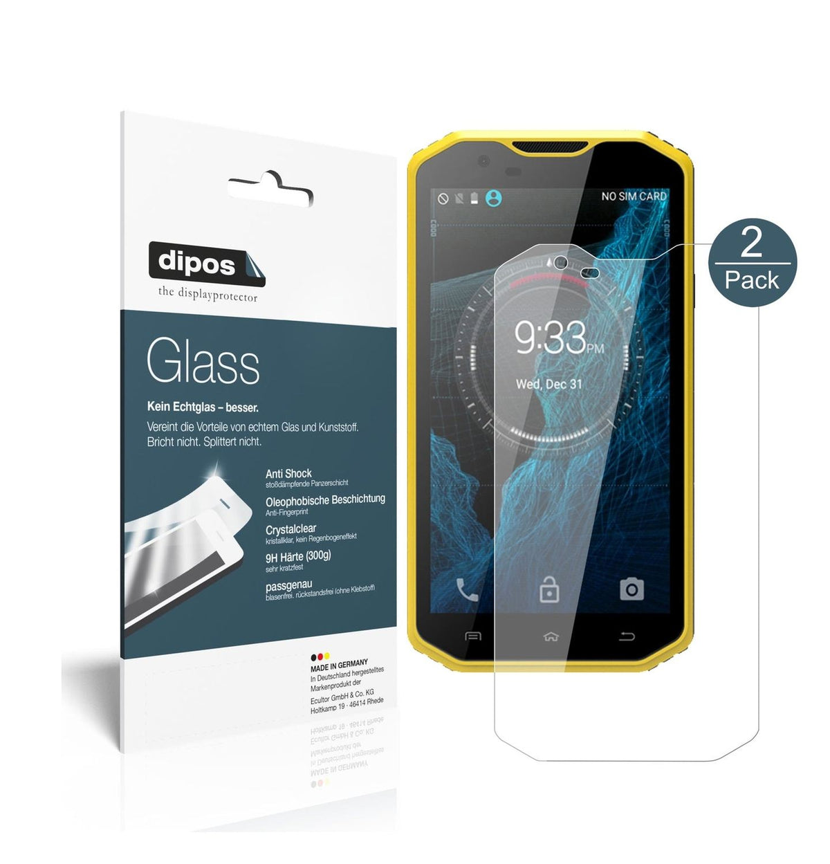 Klare Displayschutzfolie von dipos passend für Kenxinda W8, 9H kratzfest und blasenfrei montiert