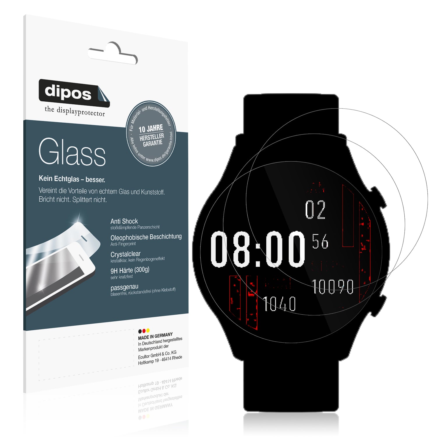 Klare Displayschutzfolie von dipos passend für Kieslect Calling Watch KR Pro, 9H kratzfest und blasenfrei montiert