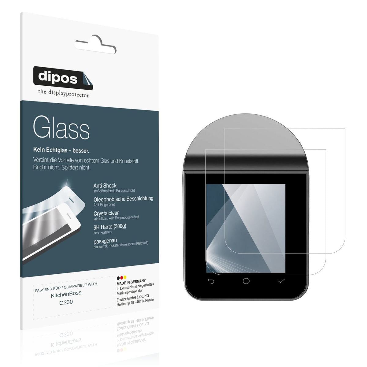 Klare Displayschutzfolie von dipos passend für KitchenBoss G330, 9H kratzfest und blasenfrei montiert