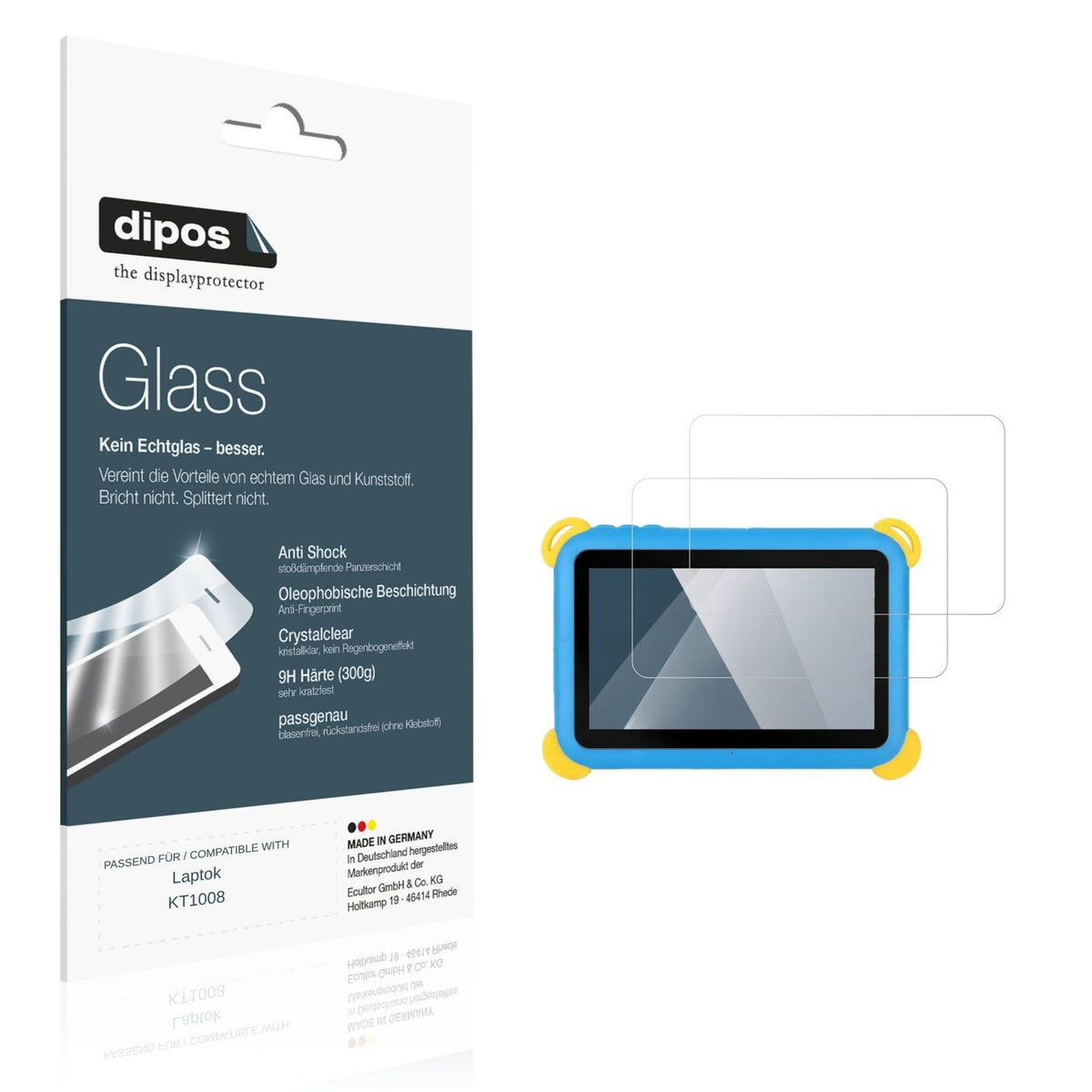 Klare Displayschutzfolie von dipos passend für Laptok KT1008, 9H kratzfest und blasenfrei montiert