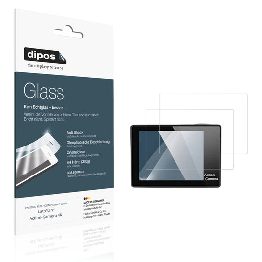 Klare Displayschutzfolie von dipos passend für LatoYard Action-Kamera 4K, 9H kratzfest und blasenfrei montiert