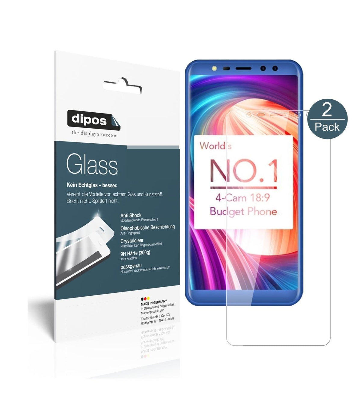 Klare Displayschutzfolie von dipos passend für Leagoo M9, 9H kratzfest und blasenfrei montiert