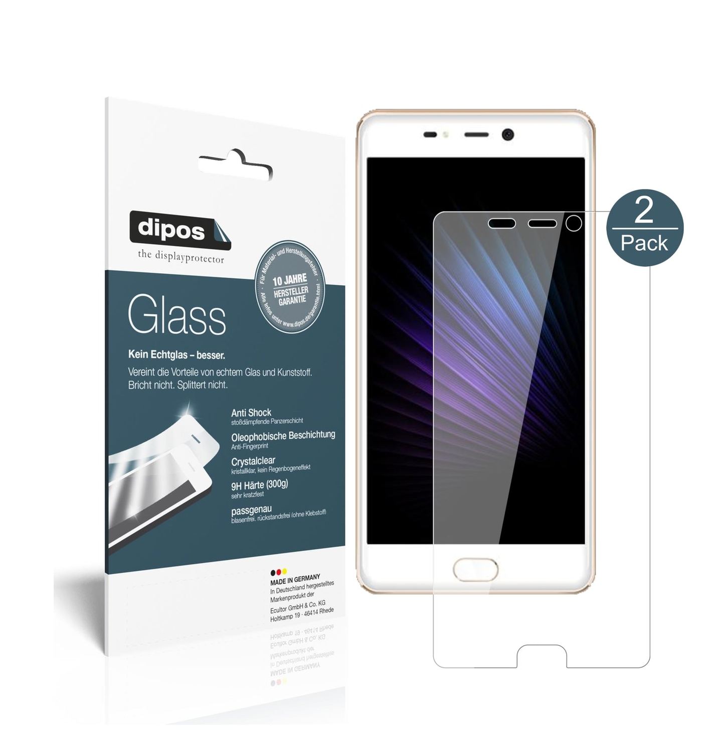 Klare Displayschutzfolie von dipos passend für Leagoo T5, 9H kratzfest und blasenfrei montiert
