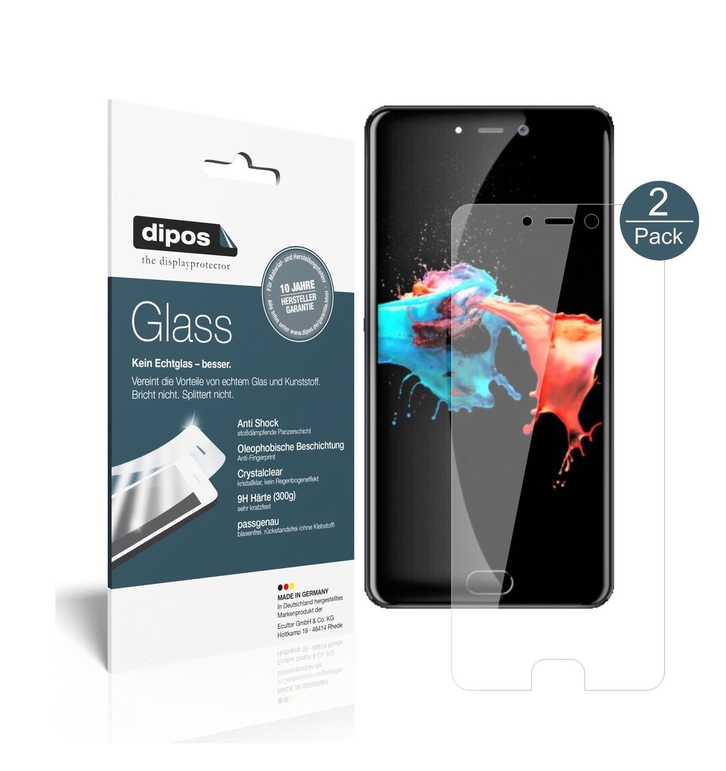 Klare Displayschutzfolie von dipos passend für Leagoo T5c, 9H kratzfest und blasenfrei montiert