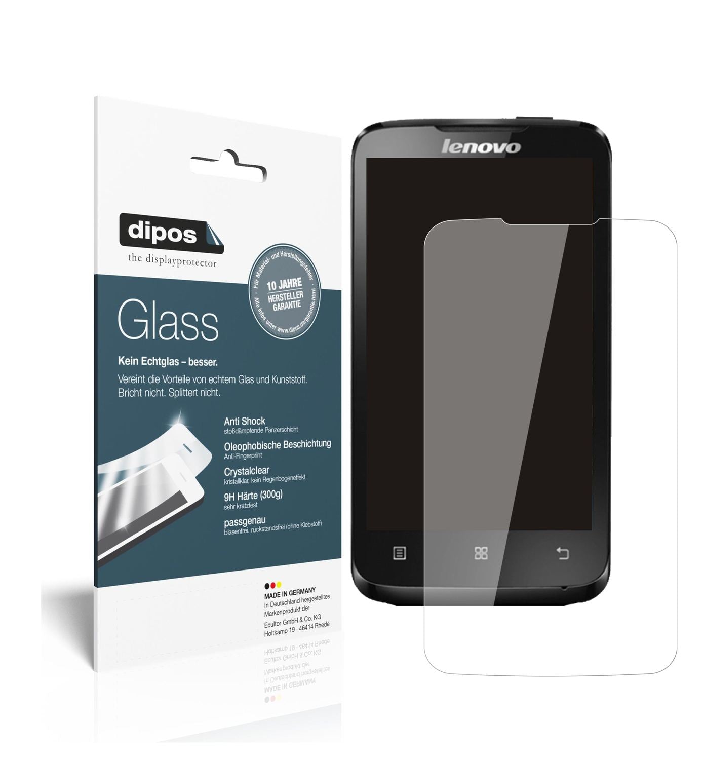 Klare Displayschutzfolie von dipos passend für Lenovo A316i, 9H kratzfest und blasenfrei montiert