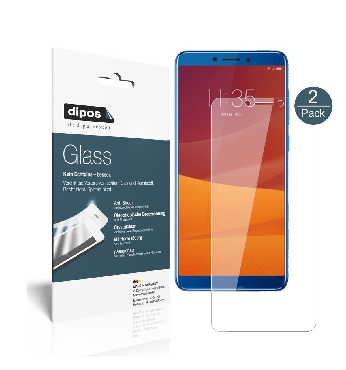 Klare Displayschutzfolie von dipos passend für Lenovo K5 Play, 9H kratzfest und blasenfrei montiert