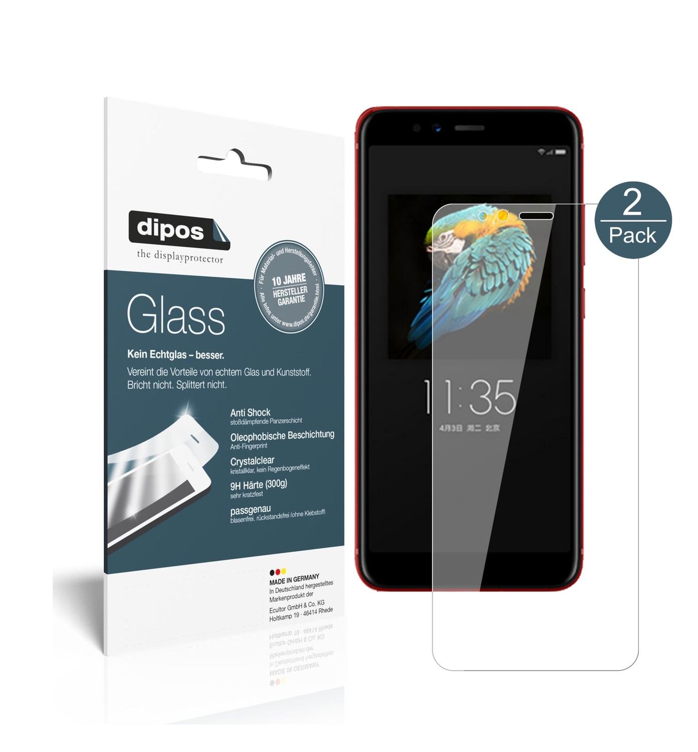 Klare Displayschutzfolie von dipos passend für Lenovo S5 (2018), 9H kratzfest und blasenfrei montiert