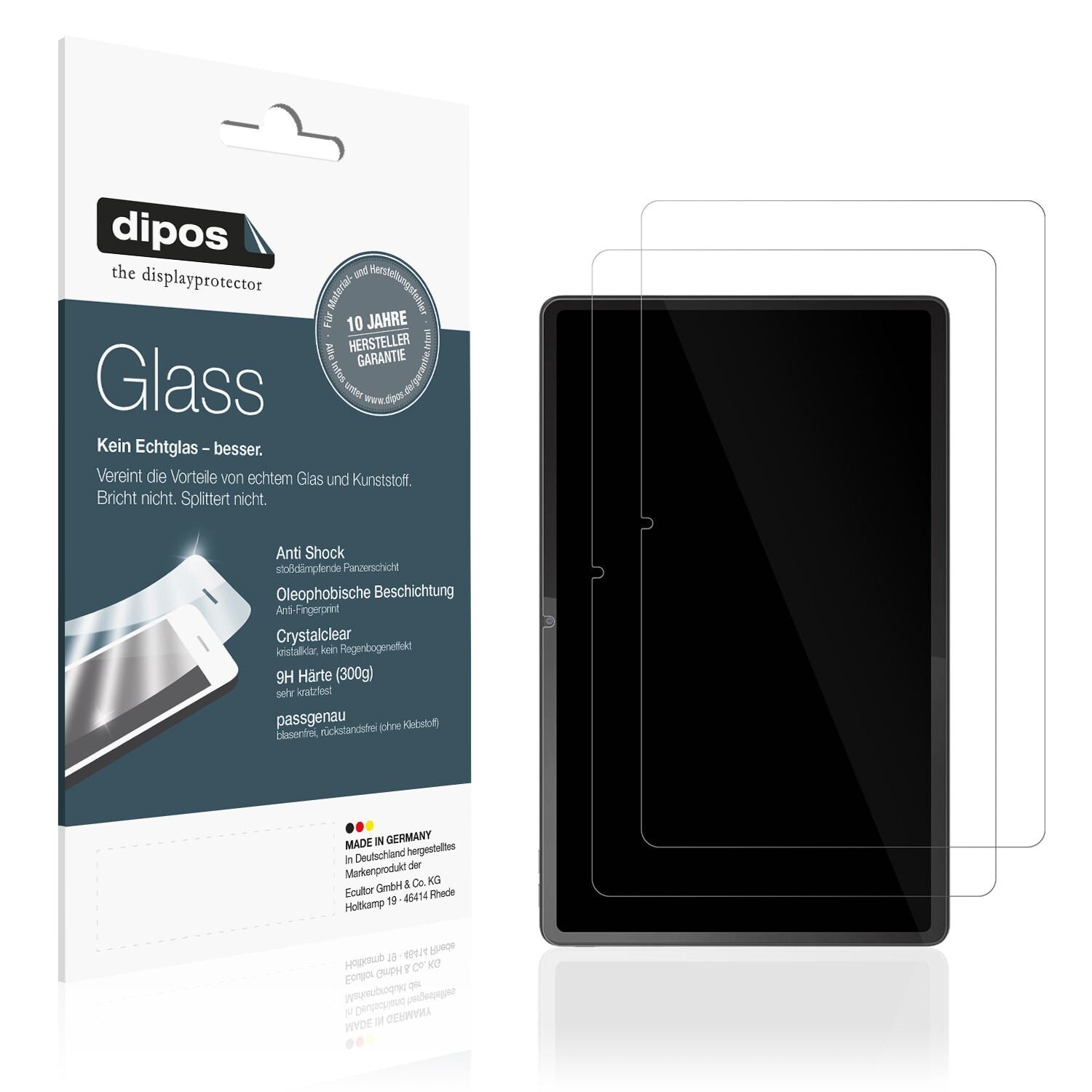 Klare Displayschutzfolie von dipos passend für Lenovo Tab P11 (2nd Gen), 9H kratzfest und blasenfrei montiert