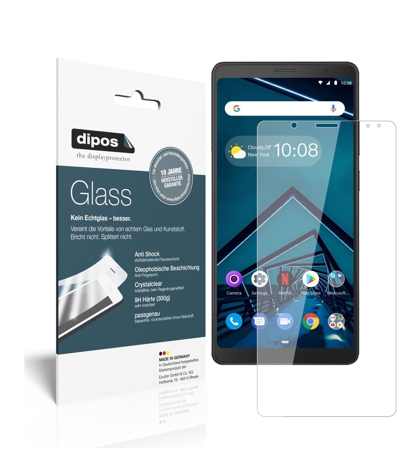 Klare Displayschutzfolie von dipos passend für Lenovo Tab V7, 9H kratzfest und blasenfrei montiert