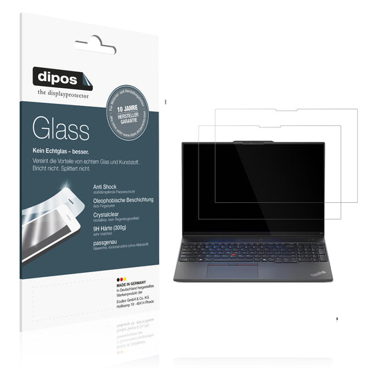 Klare Displayschutzfolie von dipos passend für Lenovo Thinkpad E16 Gen 2, 9H kratzfest und blasenfrei montiert