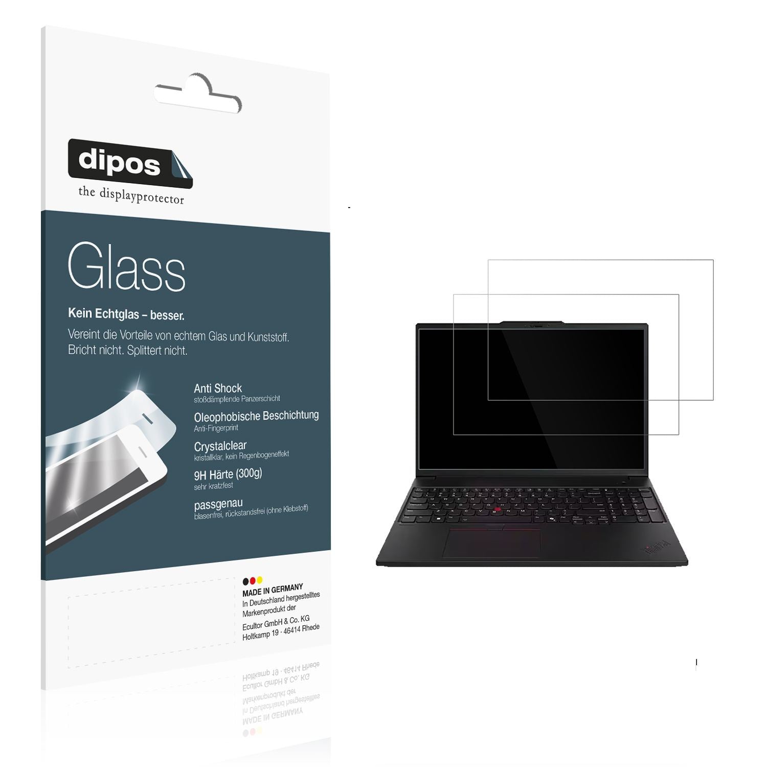 Klare Displayschutzfolie von dipos passend für Lenovo ThinkPad P16 Gen 3, 9H kratzfest und blasenfrei montiert