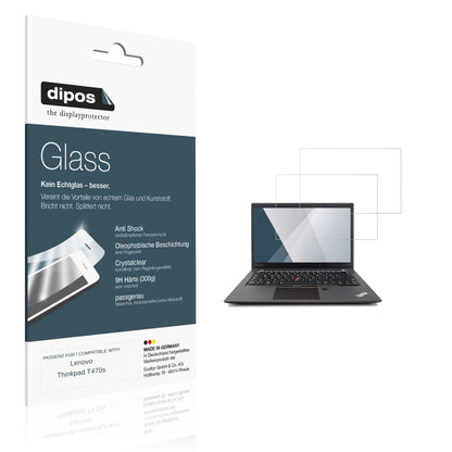 Klare Displayschutzfolie von dipos passend für Lenovo Thinkpad T470s, 9H kratzfest und blasenfrei montiert