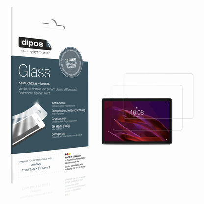 Klare Displayschutzfolie von dipos passend für Lenovo ThinkTab X11 Gen 1, 9H kratzfest und blasenfrei montiert