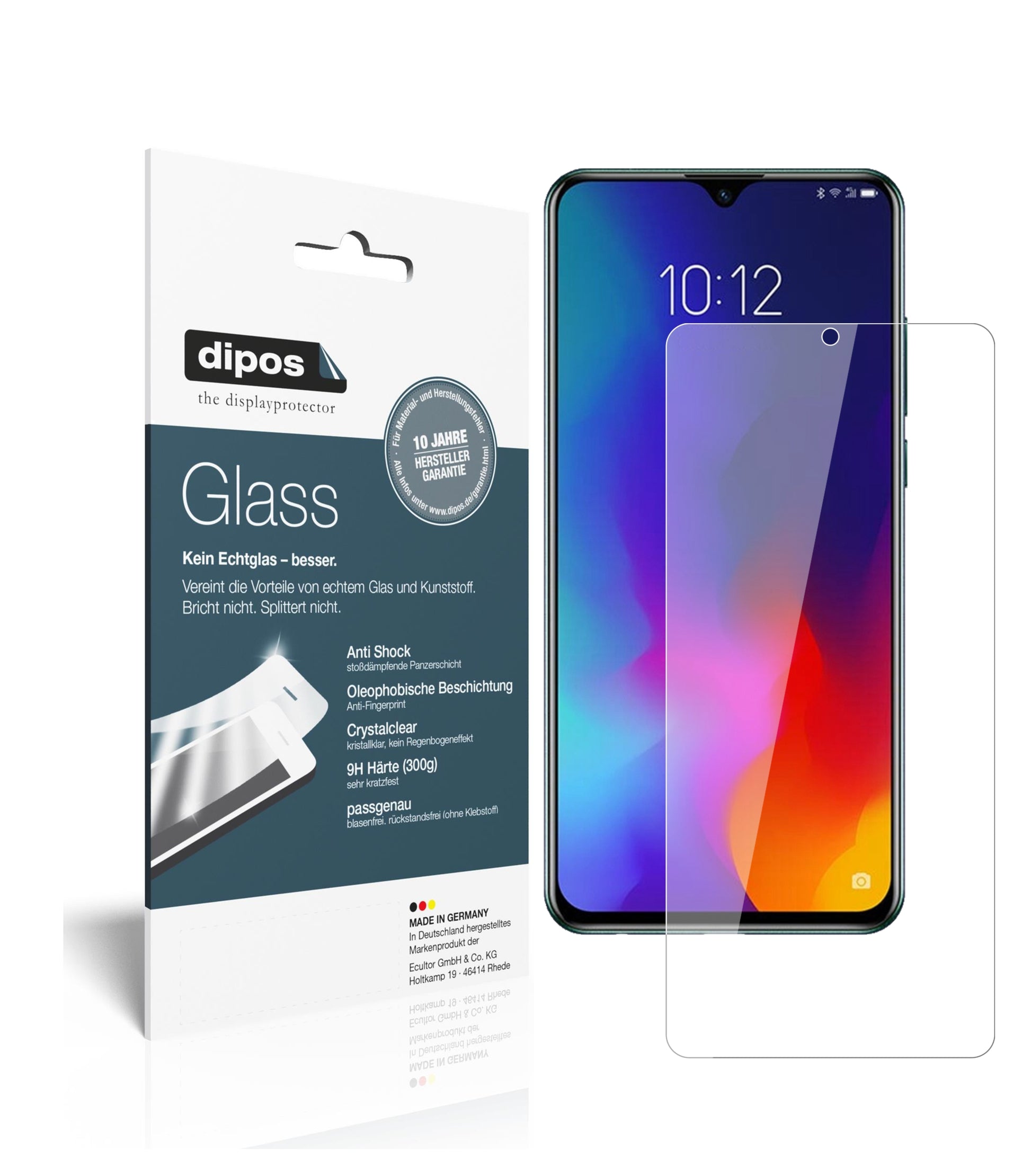 Klare Displayschutzfolie von dipos passend für Lenovo Z6 Lite, 9H kratzfest und blasenfrei montiert