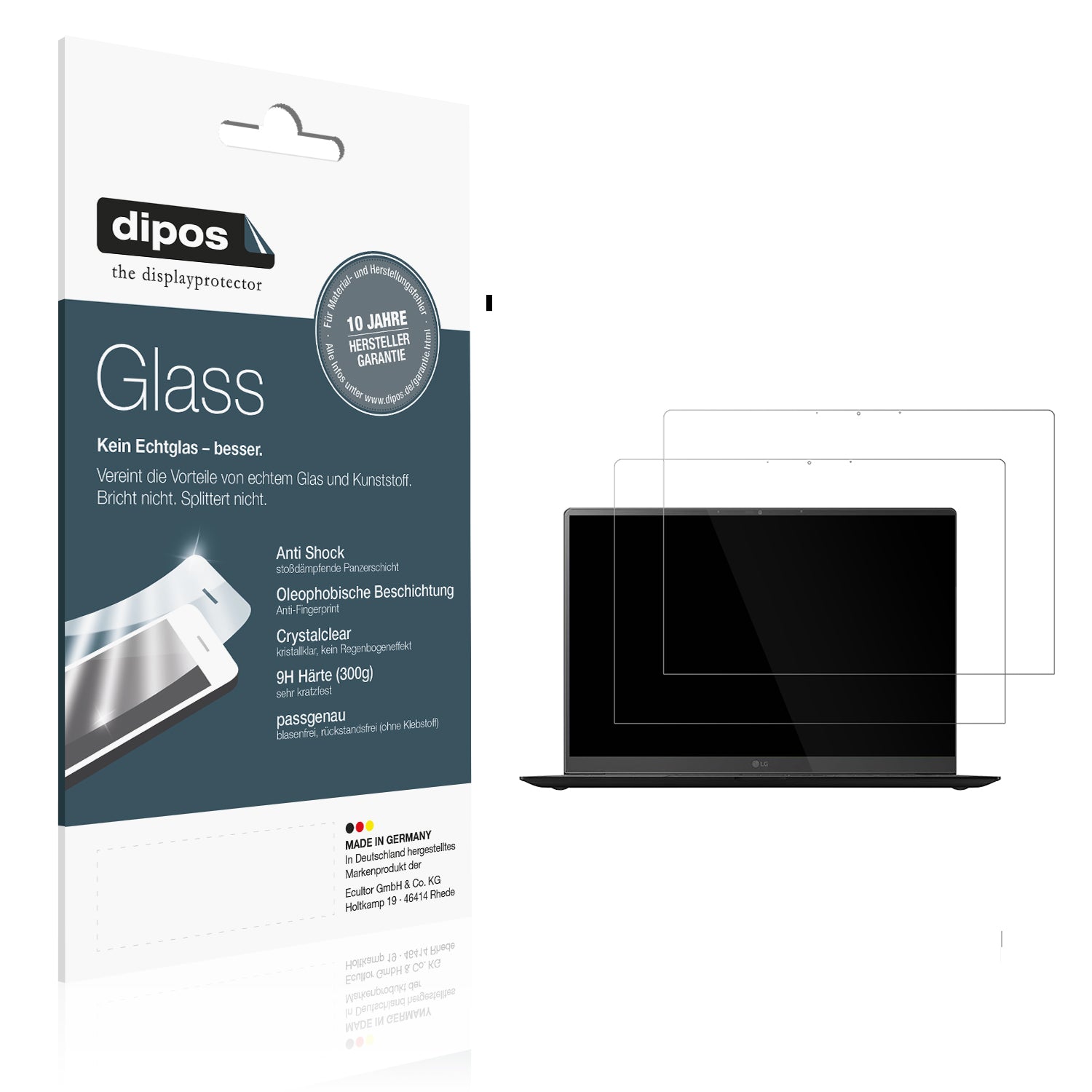 Klare Displayschutzfolie von dipos passend für LG gram Pro 16 2025, 9H kratzfest und blasenfrei montiert