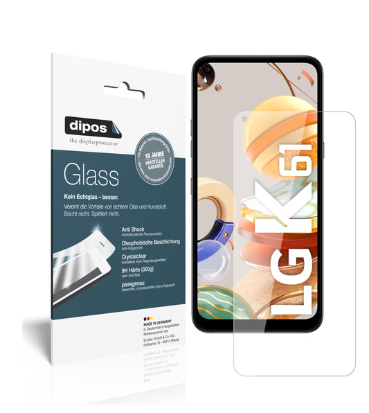Klare Displayschutzfolie von dipos passend für LG K61, 9H kratzfest und blasenfrei montiert