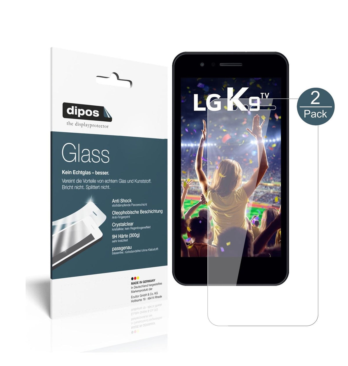 Klare Displayschutzfolie von dipos passend für LG K9, 9H kratzfest und blasenfrei montiert
