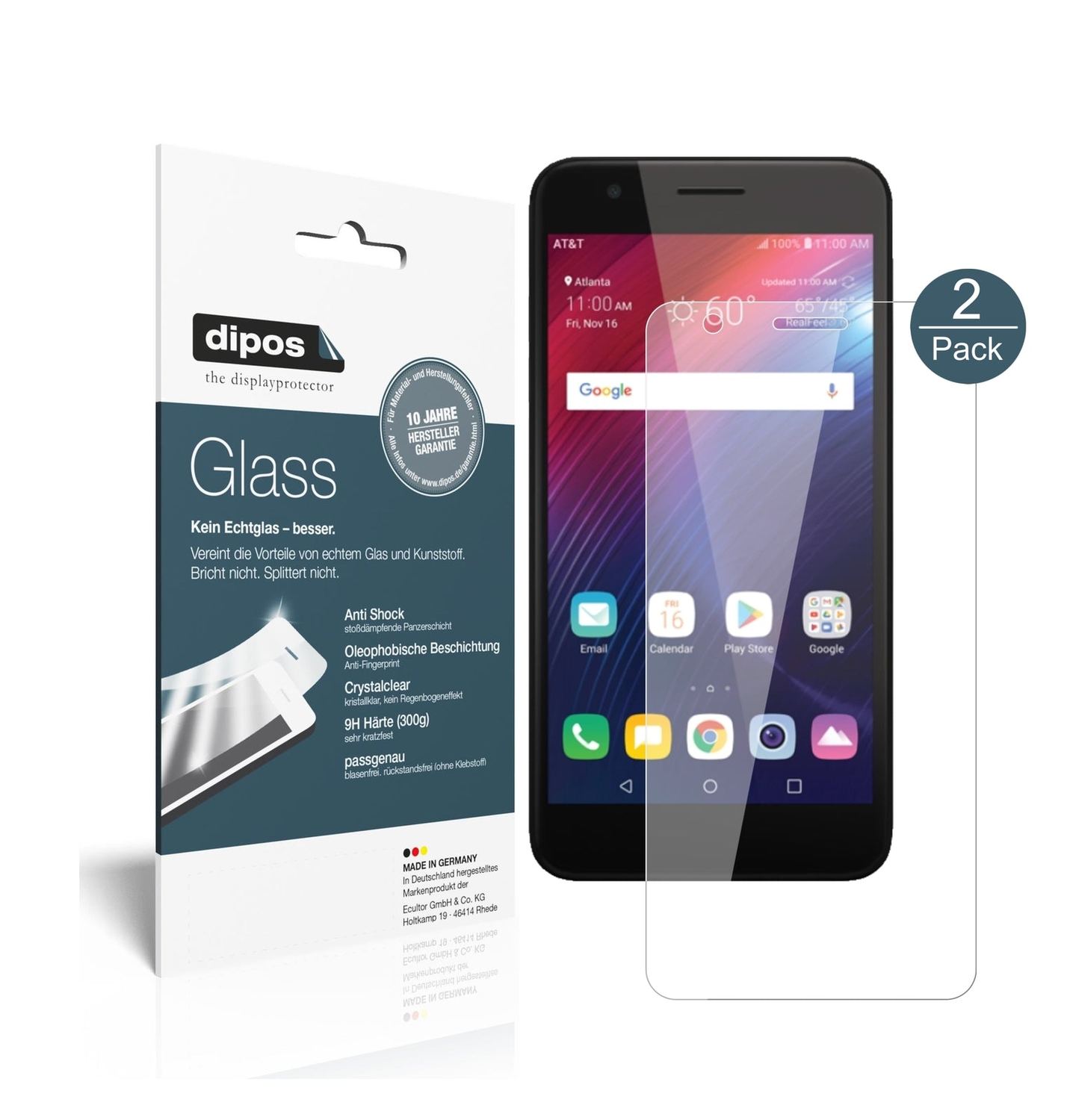 Klare Displayschutzfolie von dipos passend für LG Phoenix Plus, 9H kratzfest und blasenfrei montiert