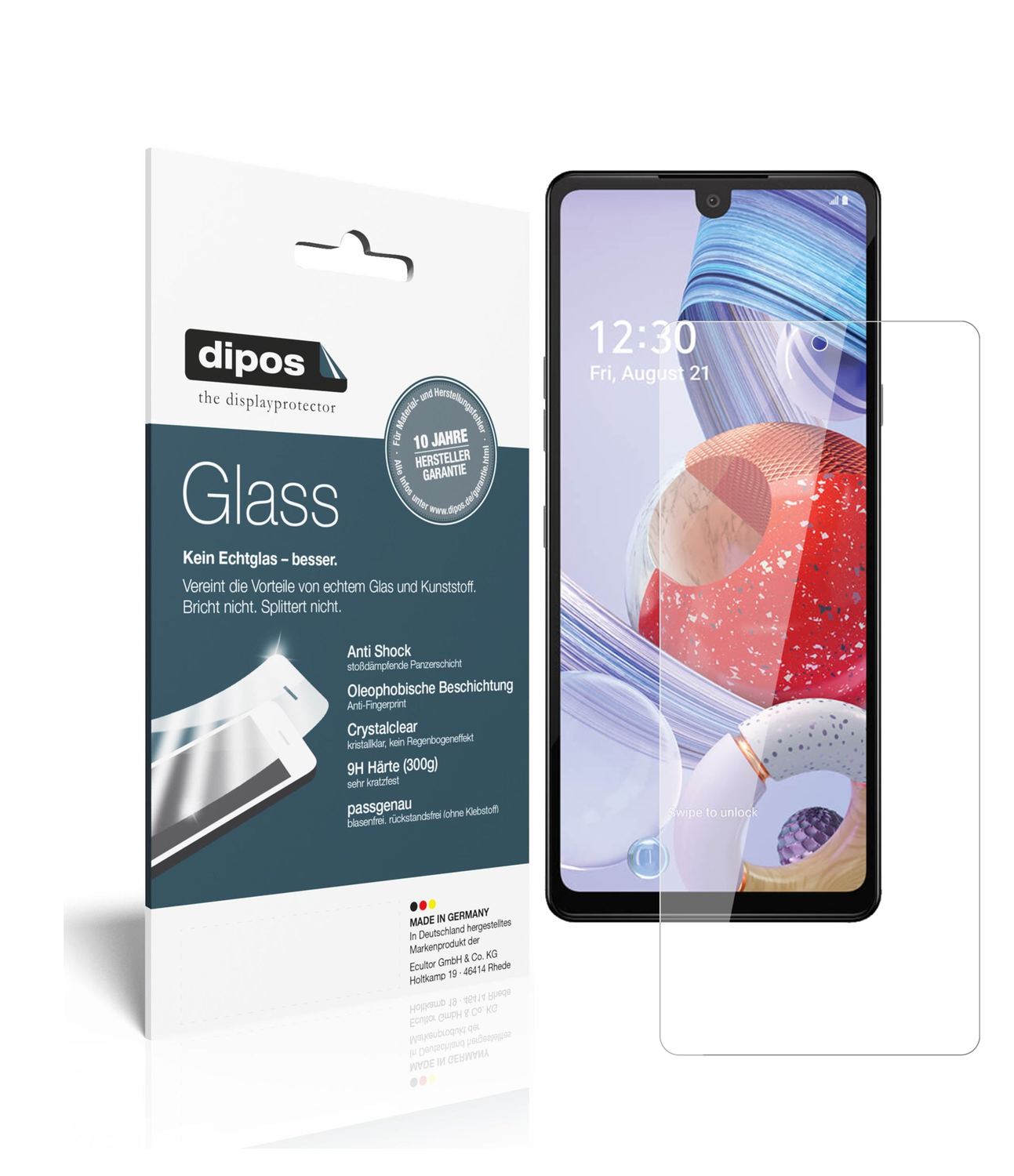 Klare Displayschutzfolie von dipos passend für LG Stylo 6, 9H kratzfest und blasenfrei montiert