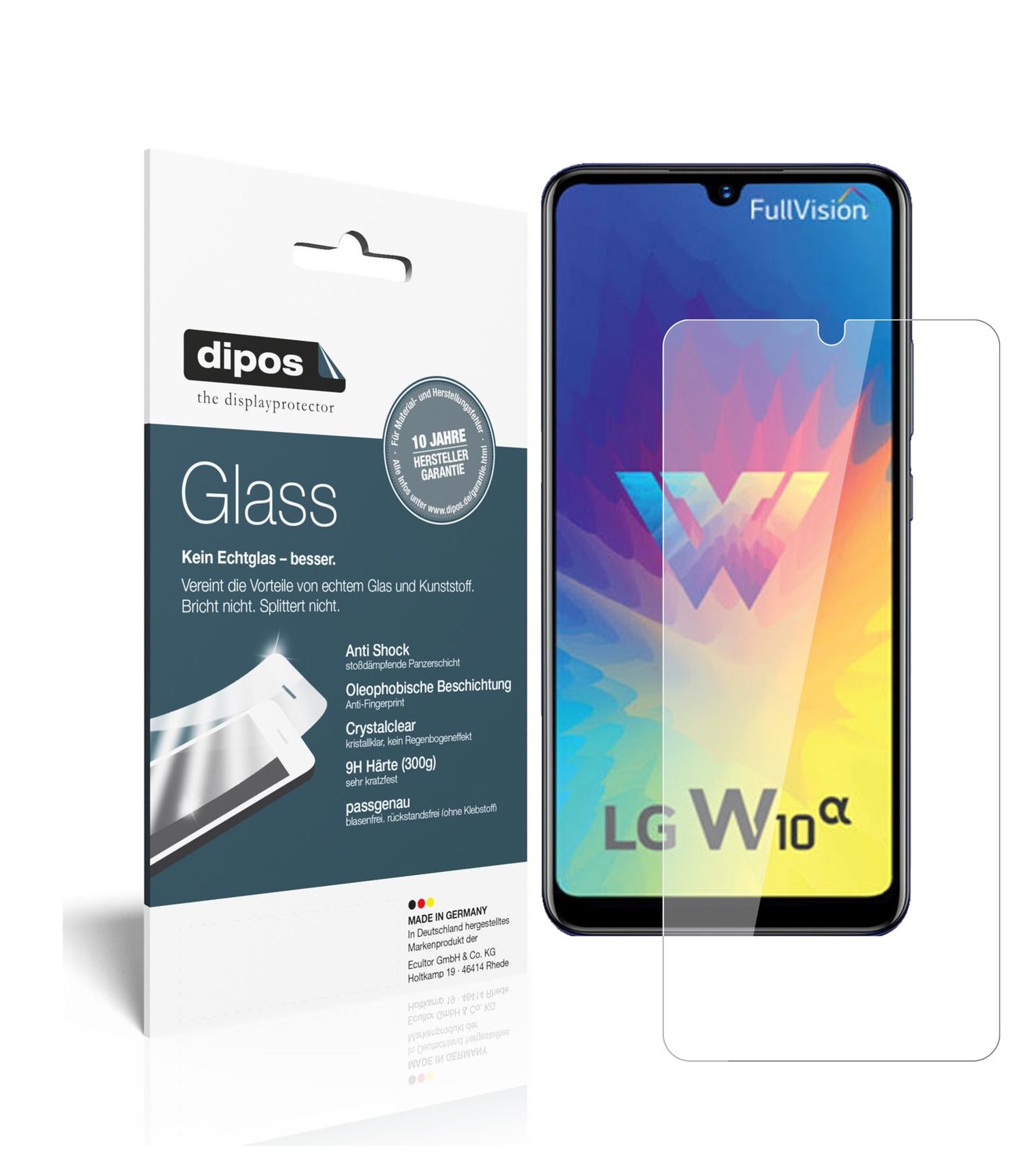 Klare Displayschutzfolie von dipos passend für LG W10 Alpha, 9H kratzfest und blasenfrei montiert