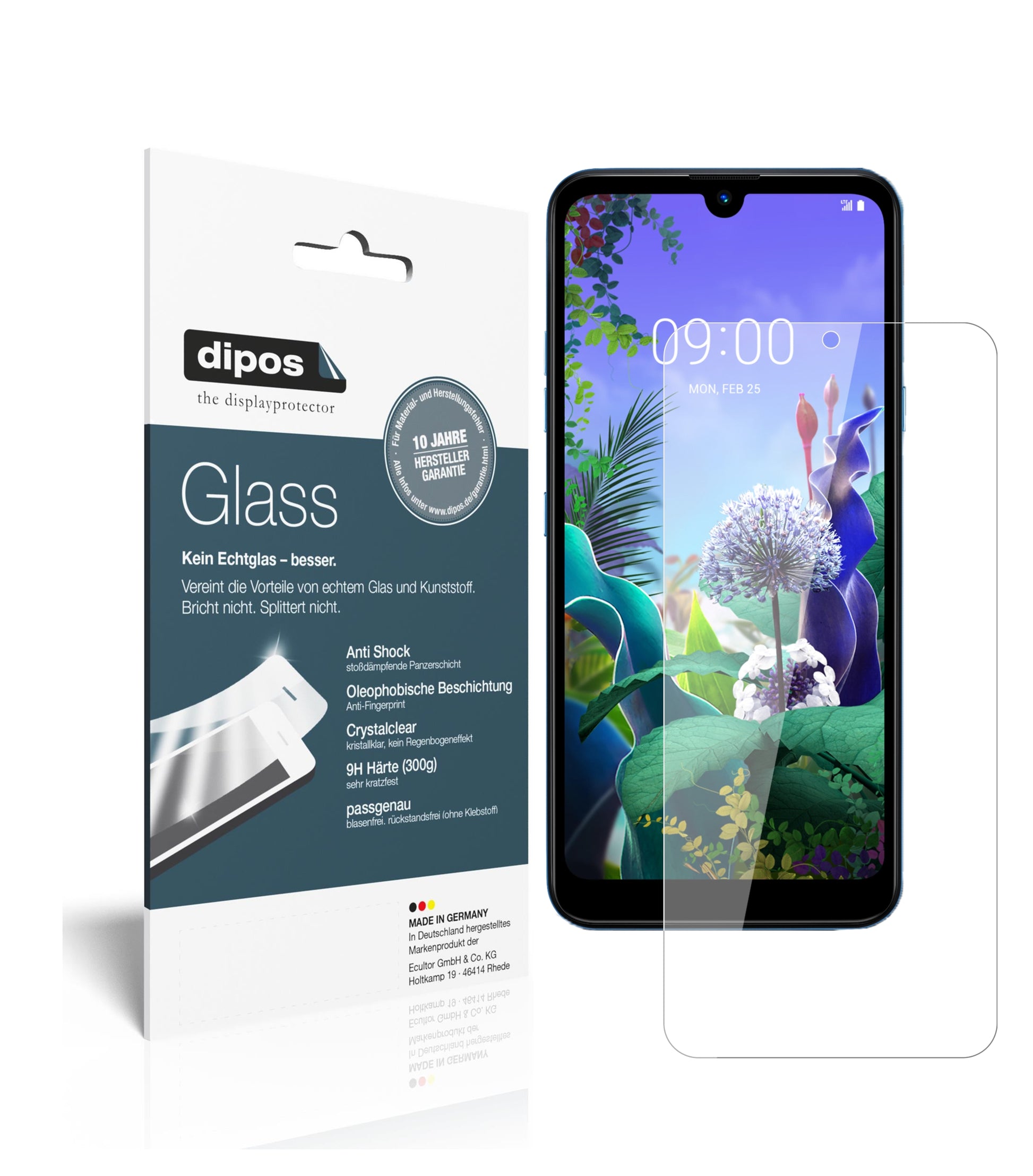 Klare Displayschutzfolie von dipos passend für LG Q60, 9H kratzfest und blasenfrei montiert