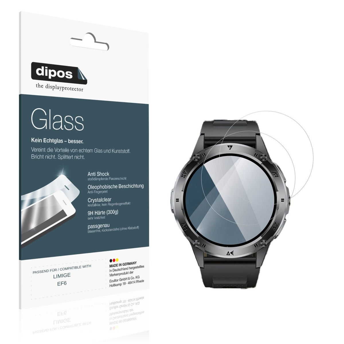 Klare Displayschutzfolie von dipos passend für LIMIGE EF6, 9H kratzfest und blasenfrei montiert