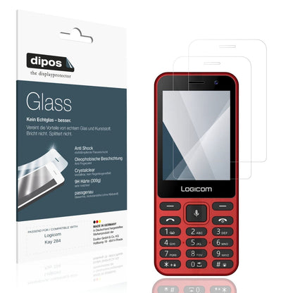 Klare Displayschutzfolie von dipos passend für Logicom Kay 284, 9H kratzfest und blasenfrei montiert