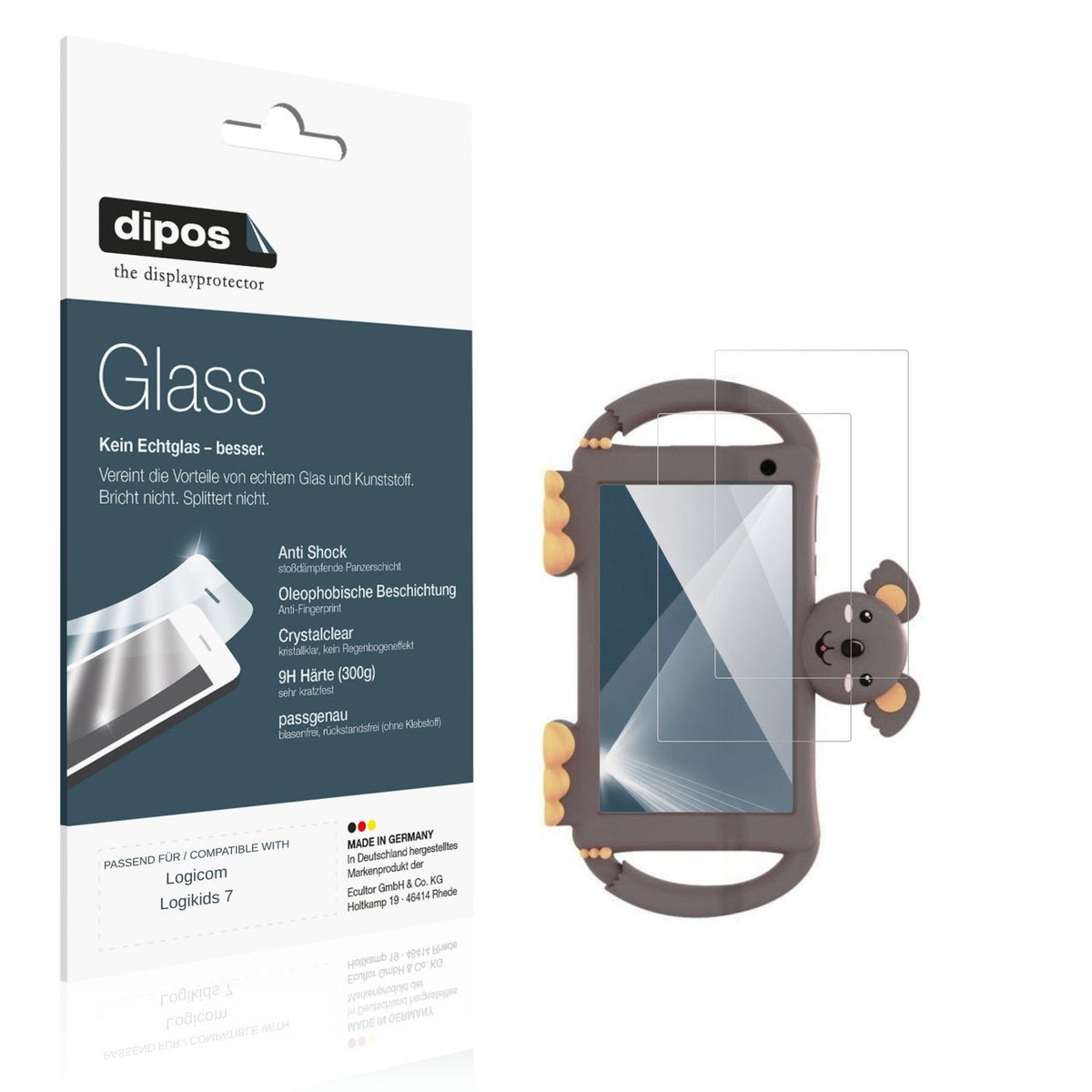 Klare Displayschutzfolie von dipos passend für Logicom Logikids 7, 9H kratzfest und blasenfrei montiert