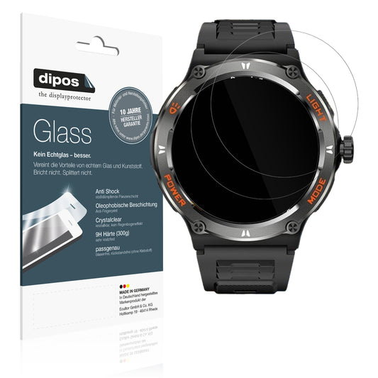 Klare Displayschutzfolie von dipos passend für Marsyu MT500 1.97 Zoll, 9H kratzfest und blasenfrei montiert