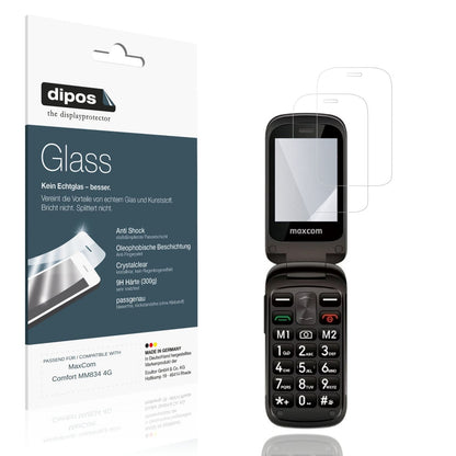 Klare Displayschutzfolie von dipos passend für MaxCom Comfort MM834 4G, 9H kratzfest und blasenfrei montiert