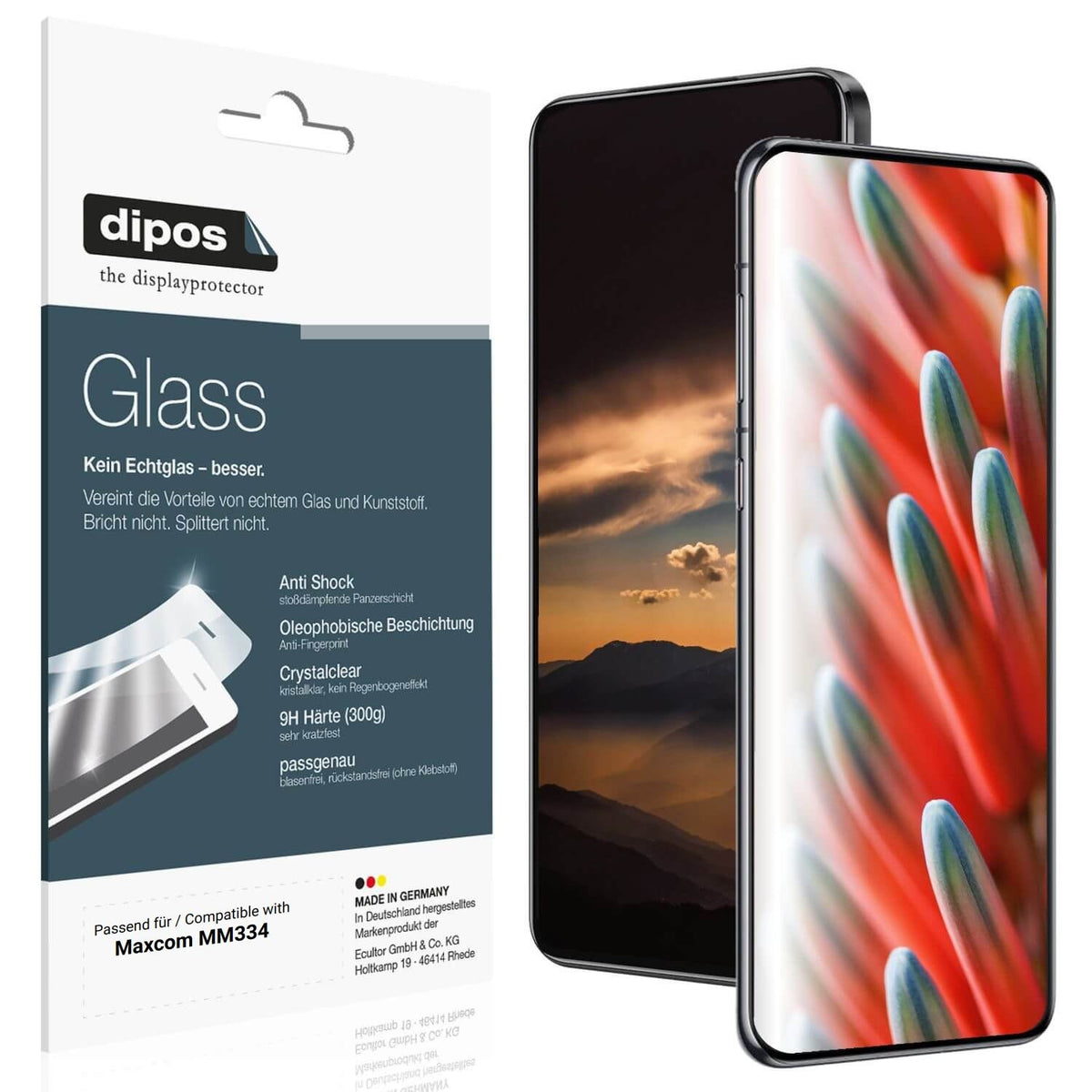 Klare Displayschutzfolie von dipos passend für Maxcom MM334, 9H kratzfest und blasenfrei montiert