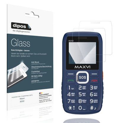 Klare Displayschutzfolie von dipos passend für Maxvi B202, 9H kratzfest und blasenfrei montiert
