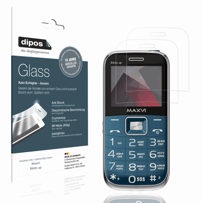 Klare Displayschutzfolie von dipos passend für Maxvi B6ds up, 9H kratzfest und blasenfrei montiert