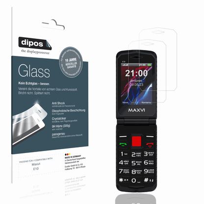 Klare Displayschutzfolie von dipos passend für Maxvi E10, 9H kratzfest und blasenfrei montiert