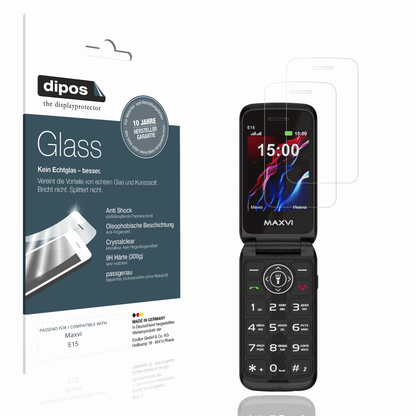 Klare Displayschutzfolie von dipos passend für Maxvi E15, 9H kratzfest und blasenfrei montiert